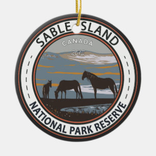 Sable Island National Park Reserve Canada Badge Julgransprydnad Keramik