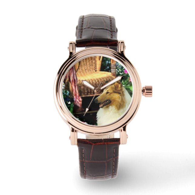 Sable Rough Collie Art Armbandsur (Framsida)