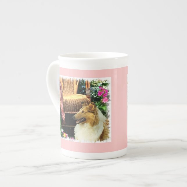 Sable Rough Collie Art Benporslin Mugg (Framsida vänster)