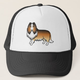 Sable Rough Collie Cute Tecknad hund Keps