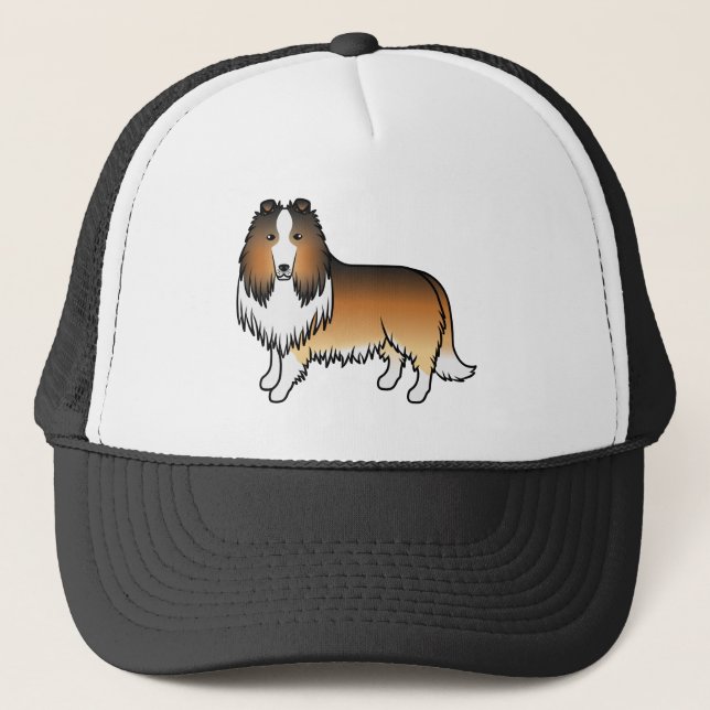 Sable Rough Collie Cute Tecknad hund Keps (Framsida)