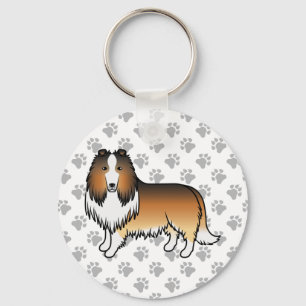 Sable Rough Collie Cute Tecknad hund Nyckelring