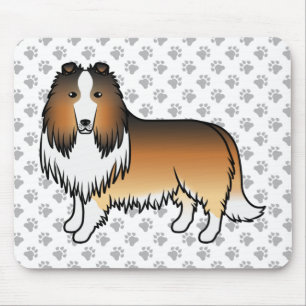 Sable Rough Collie Cute Tecknad hund & Tass Musmatta