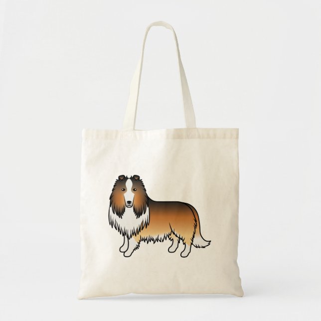 Sable Rough Collie Cute Tecknad hund Tygkasse (Framsidan)