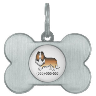 Sable Rough Collie Hund & Telefonnummer ID-bricka Husdjur