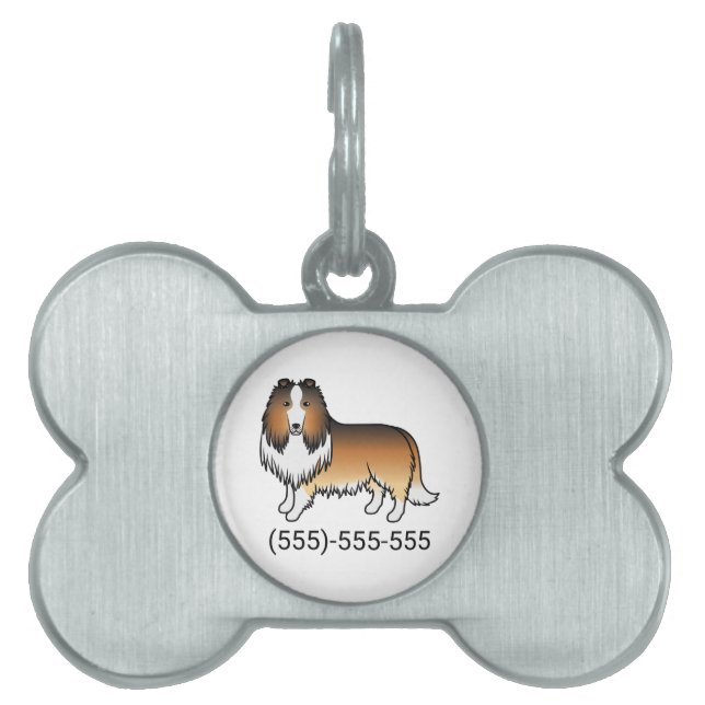 Sable Rough Collie Hund & Telefonnummer ID-bricka Husdjur (Framsidan)