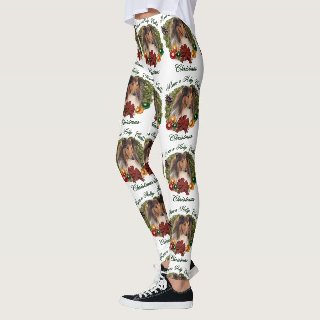 Sable Rough Collie-jul Leggings (Vänster)