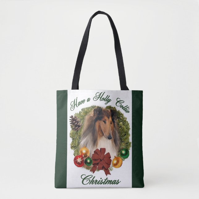 Sable Rough Collie jul Tygkasse (Framsida)