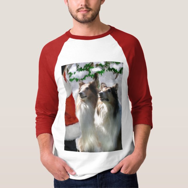 Sable Rough Collie-julklappar Tee (Framsida)