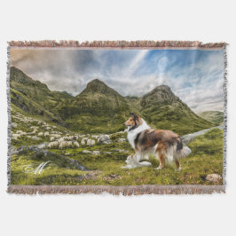 Sable Rough Collie, Lamb & Sheep - Personlig Filt