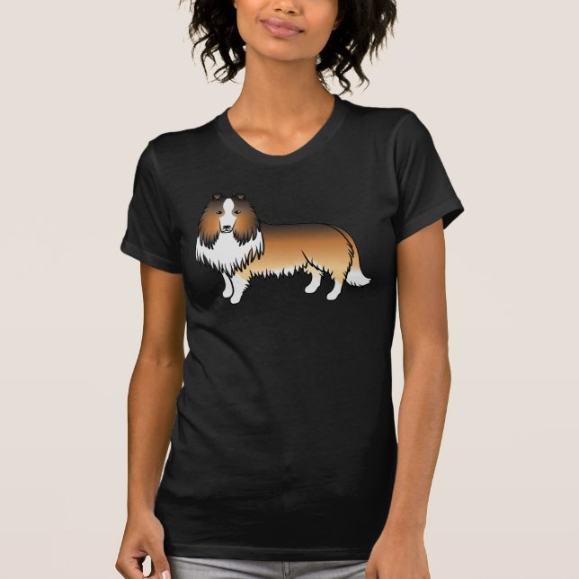 Sable Rough Collie Söt Tecknad Hund T Shirt (Framsida)