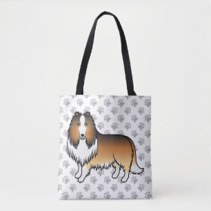 Sable Rough Collie Söt Tecknad Hund & Tassar Tygkasse