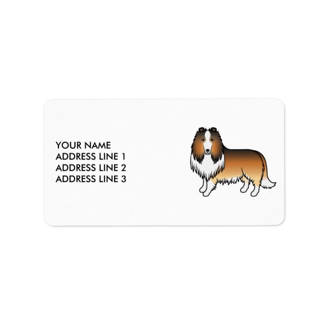 Sable Rough Collie Söt Tecknad Hund & Text Adressetikett (Framsidan)