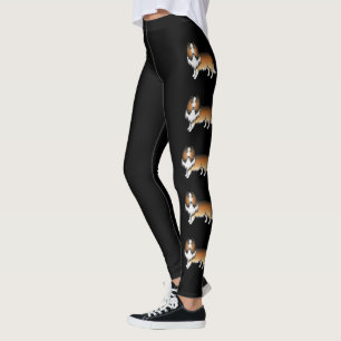 Sable Rough Collie Söta Tecknade Hundar Leggings