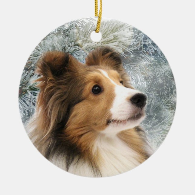 Sable Sheltie jul Julgransprydnad Keramik (Framsidan)