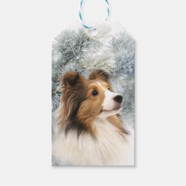 Sable Sheltie jul Presentetikett (Framsidan)