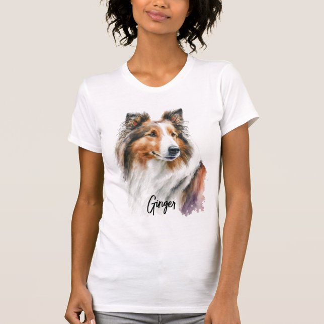 Sable Sheltie Painting | PERSONLIG T Shirt (Framsida)