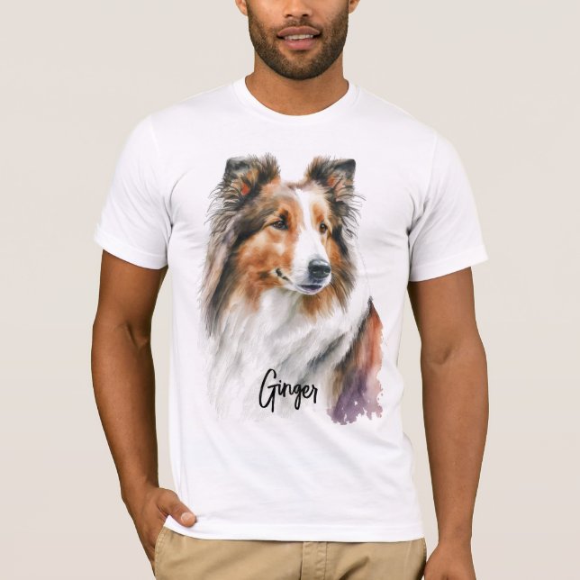 Sable Sheltie Painting | PERSONLIG T Shirt (Framsida)