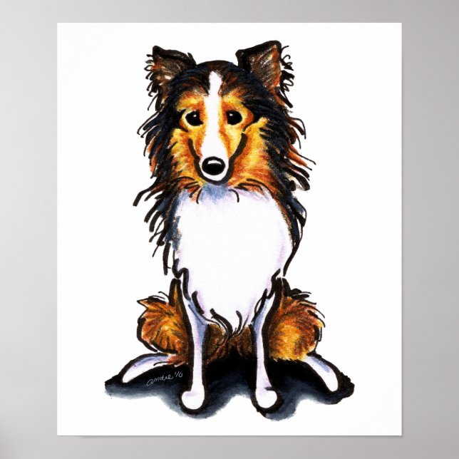 Sable Sheltie Shetland Sheepdog Sit Söt Poster (Framsidan)