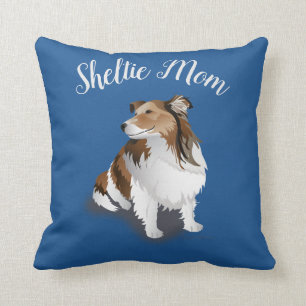 Sable Sheltie Sitta Söt Blue Kudde