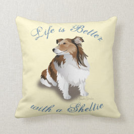 Sable Sheltie Sitta Söt Gult Dekorativ kudde