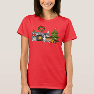 Sable Shetland Sheepdog Hund I Ett Julrum T Shirt