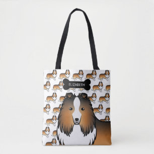 Sable Shetland Sheepdog Hund Och Ben & Namn Tygkasse