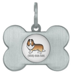 Sable Shetland Sheepdog Hund & Telefonnummer ID-bricka Husdjur