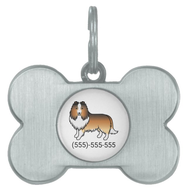 Sable Shetland Sheepdog Hund & Telefonnummer ID-bricka Husdjur (Framsidan)