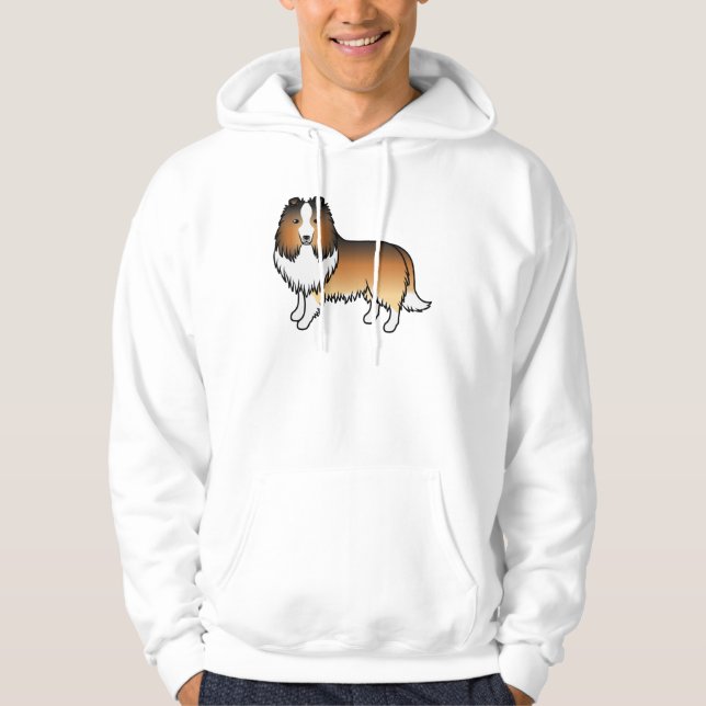 Sable Shetland Sheepdog Sheltie Tecknad Hund Hoodie (Framsida)