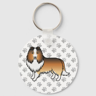 Sable Shetland Sheepdog Sheltie Tecknad Hund Nyckelring