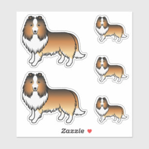 Sable Shetland Sheepdog Sheltie Tecknade Hundar Klistermärken