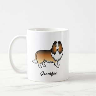 Sable Shetland Sheepdog Tecknad hund & Namn Kaffemugg