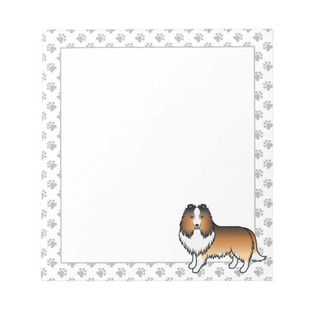 Sable Shetland Sheepdog Tecknad Hund & Tassar Anteckningsblock (Framsida)