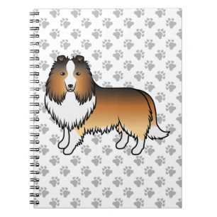 Sable Shetland Sheepdog Tecknad Hund & Tassar Anteckningsbok