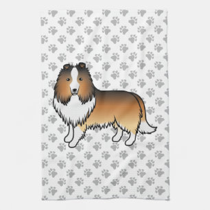 Sable Shetland Sheepdog Tecknad Hund & Tassar Kökshandduk