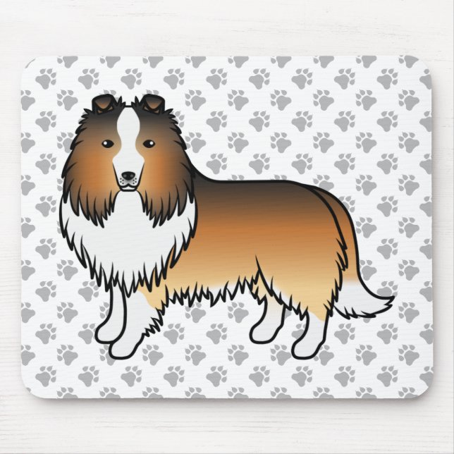 Sable Shetland Sheepdog Tecknad Hund & Tassar Musmatta (Framsidan)