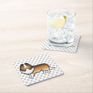 Sable Shetland Sheepdog Tecknad Hund & Tassar Underlägg Papper Kvadrat