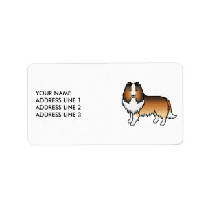 Sable Shetland Sheepdog Tecknad Hund & Text Adressetikett