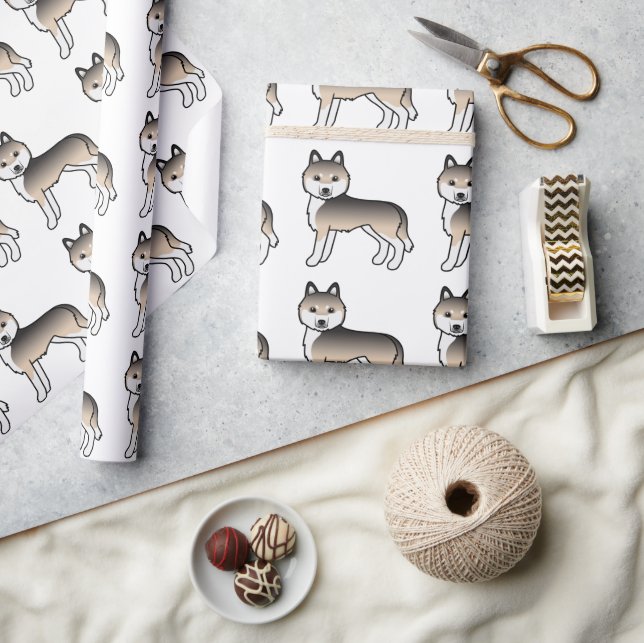 Sable Siberian Husky Söt Hund Mönster Presentpapper (Hantverk)