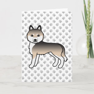 Sable Siberian Husky Söt Tecknad Hund Kort