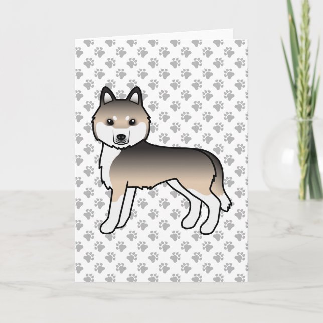 Sable Siberian Husky Söt Tecknad Hund Kort (Framsida)