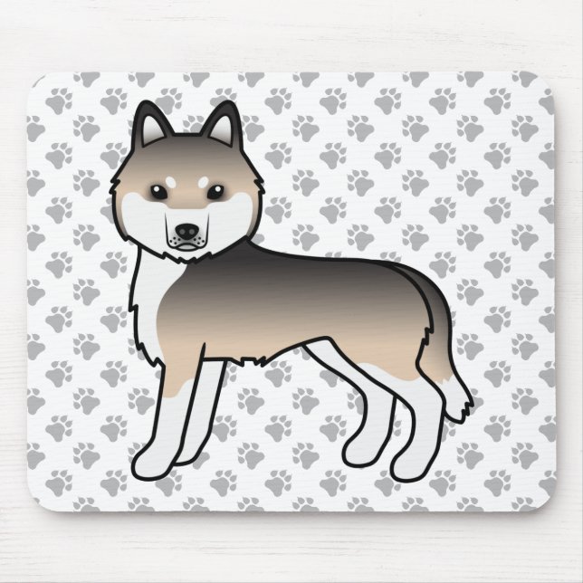 Sable Siberian Husky Söt Tecknad Hund Musmatta (Framsidan)