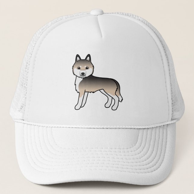 Sable Siberian Husky Söt Tecknad Hund Truckerhatt Keps (Framsida)