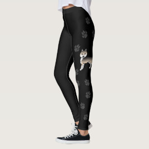 Sable Siberian Husky Tecknad Hund & Paws Leggings