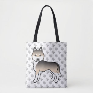 Sable Siberian Husky Tecknad Hund & Tass Toteväska Tygkasse