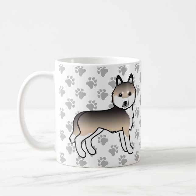 Sable Siberian Husky Tecknad Hund & Tassar Kaffemugg (Vänster)