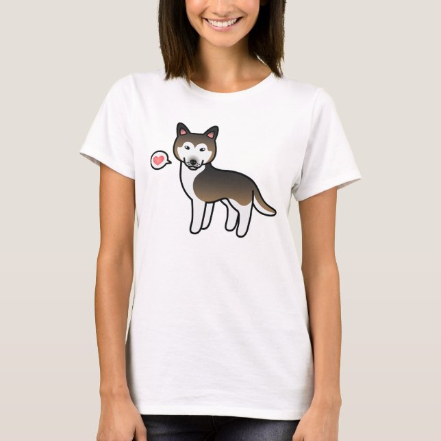 Sable Tecknad Sibirisk Husky Kärlek Tee (Framsida)