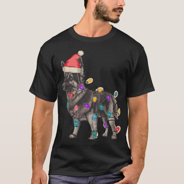 SABLE TYMAN SHEPHERD MED JULTOMTEN HAT CHRISTM T SHIRT (Framsida)