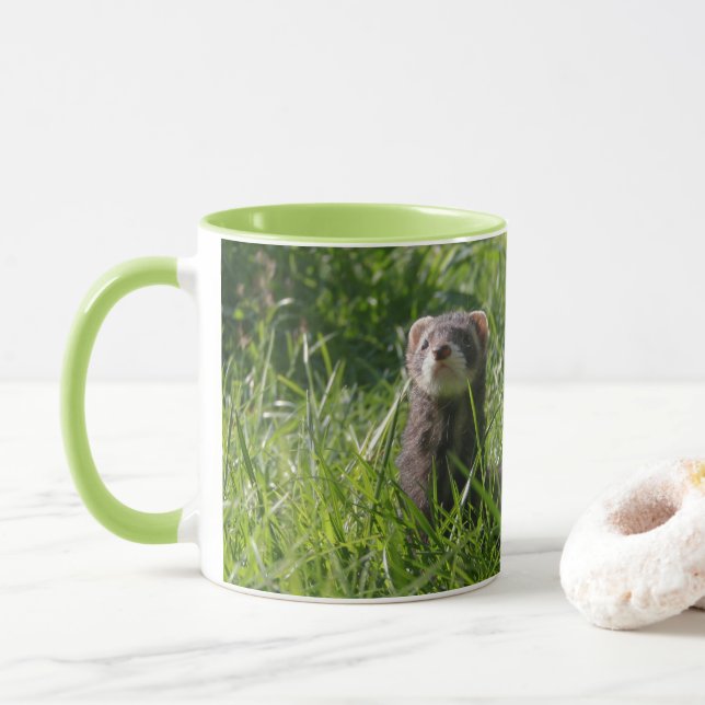 Sable Weasel Bild Cute Ferret Mugg (Med munk)